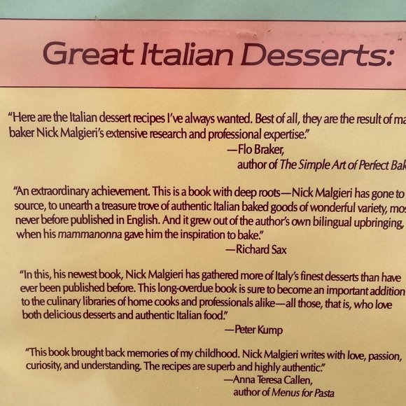ITALIAN DESSERTS COOKBOOK 1990 First Edition - Picture 2 of 12